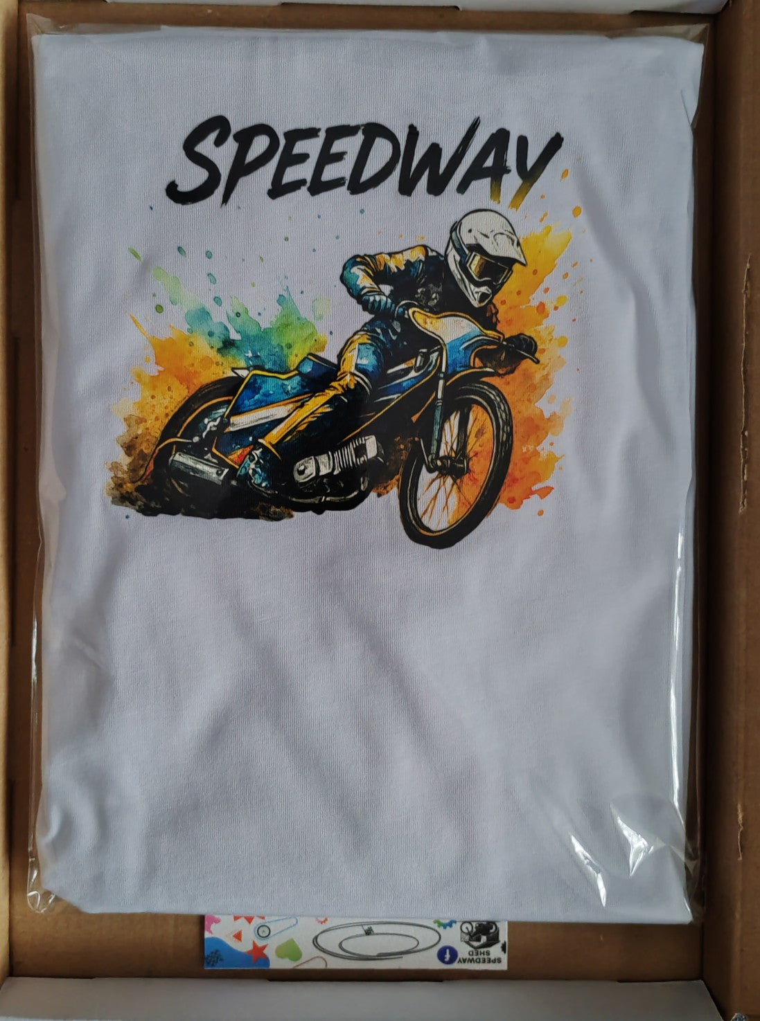 Speedway word and rider t-shirt white